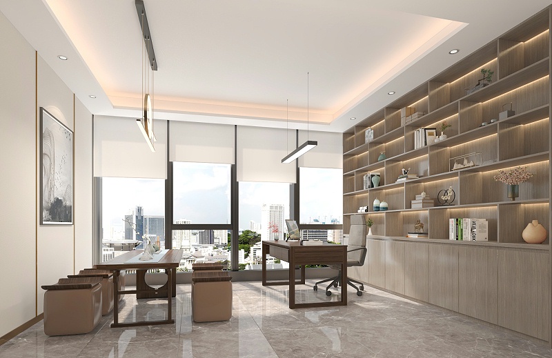 新中式辦公室設(shè)計(jì)效果圖