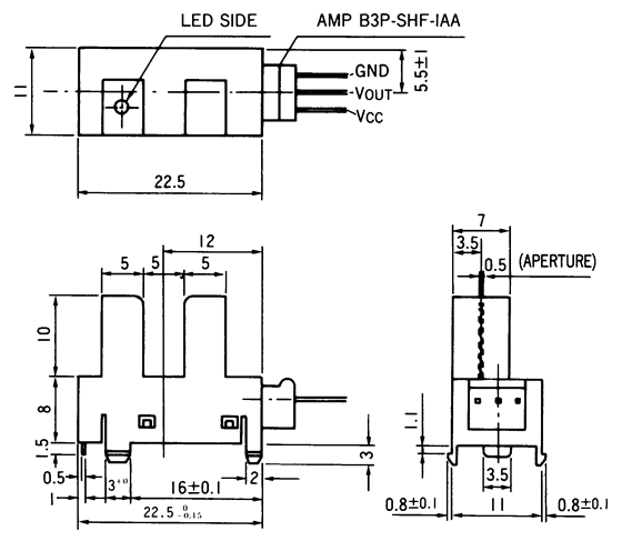 光電傳感器（光學傳感器）OJ-5205尺寸規(guī)格